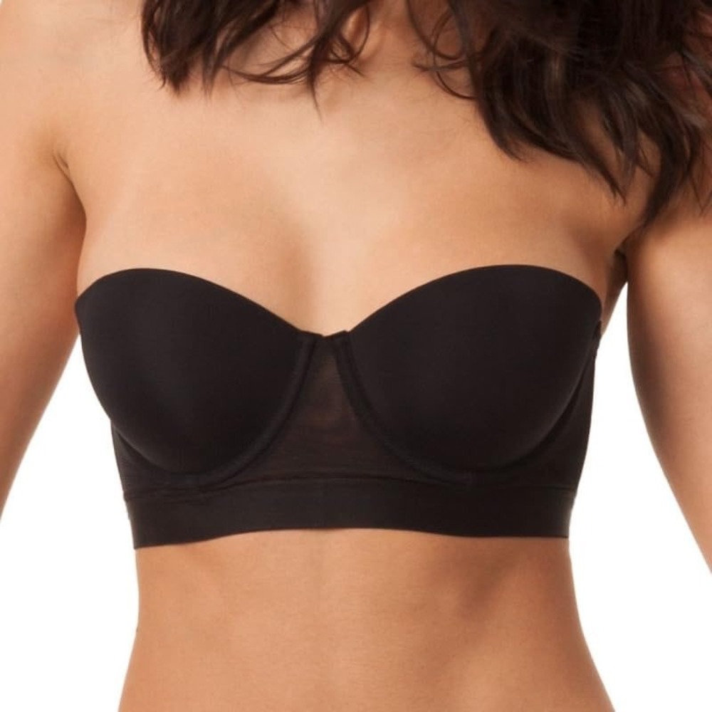 Lively The Smooth Strapless Bra 38D Jet Black Underwire Removable Straps 32214